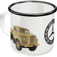 EMAILLE-BECHER 360 ml Daimler Truck Models - Dunkelgelb/Weiß, Metall (0.36L) - Nostalgic-Art