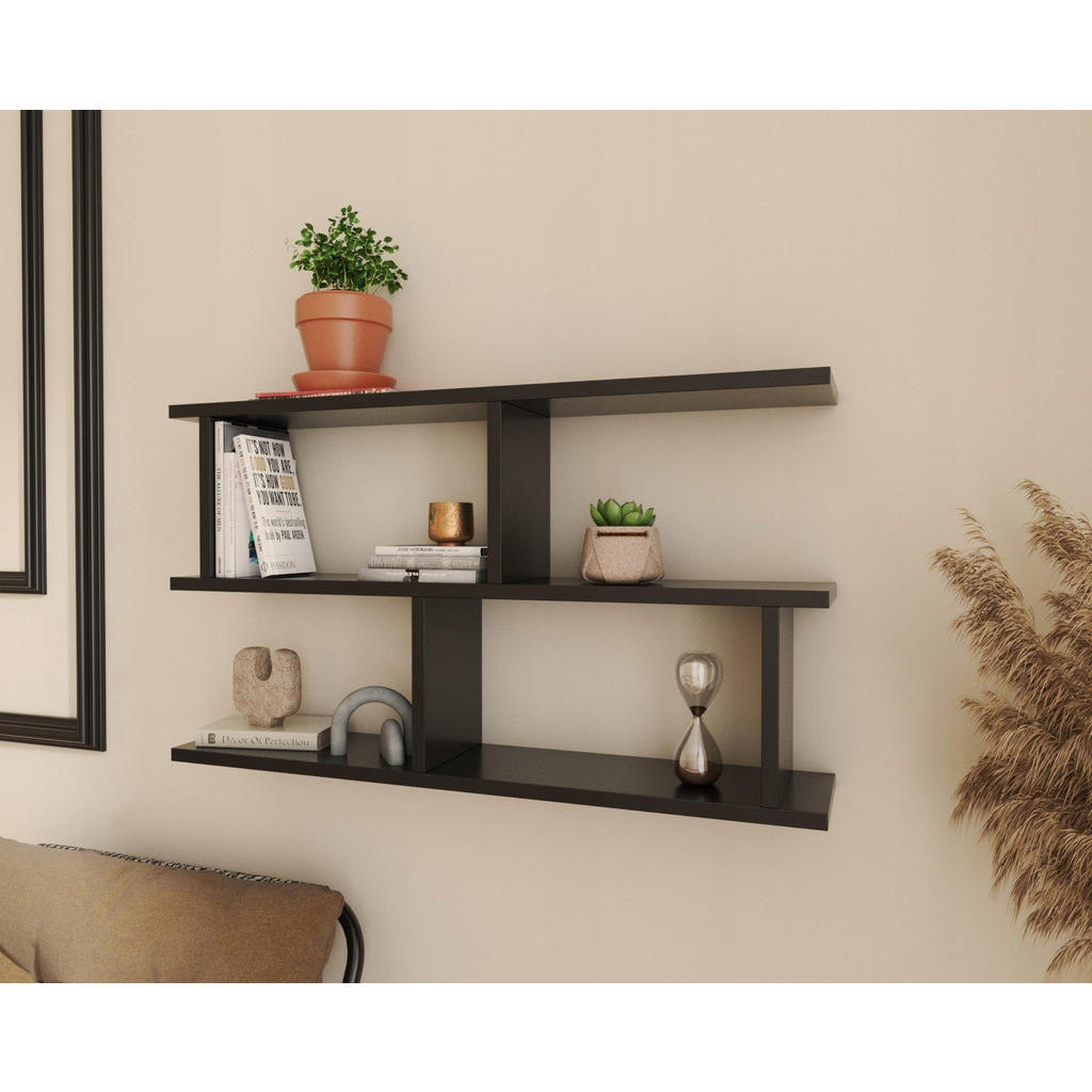 Thumbnail - Matkam Möbel Wandregal, Schwarz, Holzwerkstoff, 85x49.4x18 cm, Wohnzimmer, Regale, Wandregale