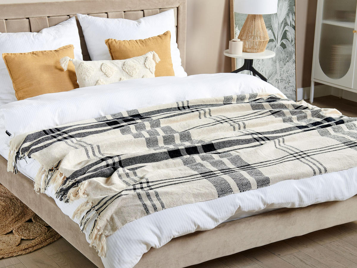 DECKE Cremeweiß Yuvali 130/170 cm - Ecru, Naturmaterialien/Textil (130/170cm) - Beliani