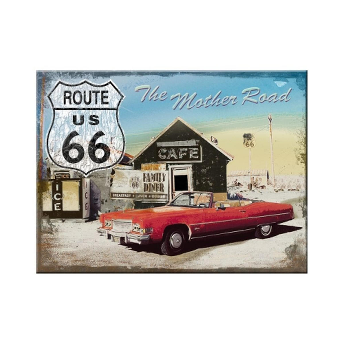 MAGNET 6/8 cm US Highways Route 66 The Mother Road - Multicolor, Metall (8/6/0.1cm) - Nostalgic-Art