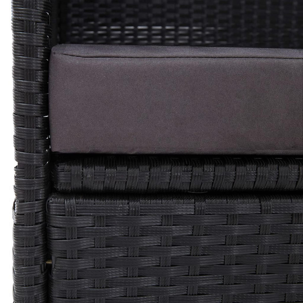 SONNENLIEGE mit Kissen und Baldachin, verstellbar, 205/62/124 cm, aus Poly Rattan, Schwarz - Schwarz, Kunststoff/Textil (205/124/62cm) - vidaXL