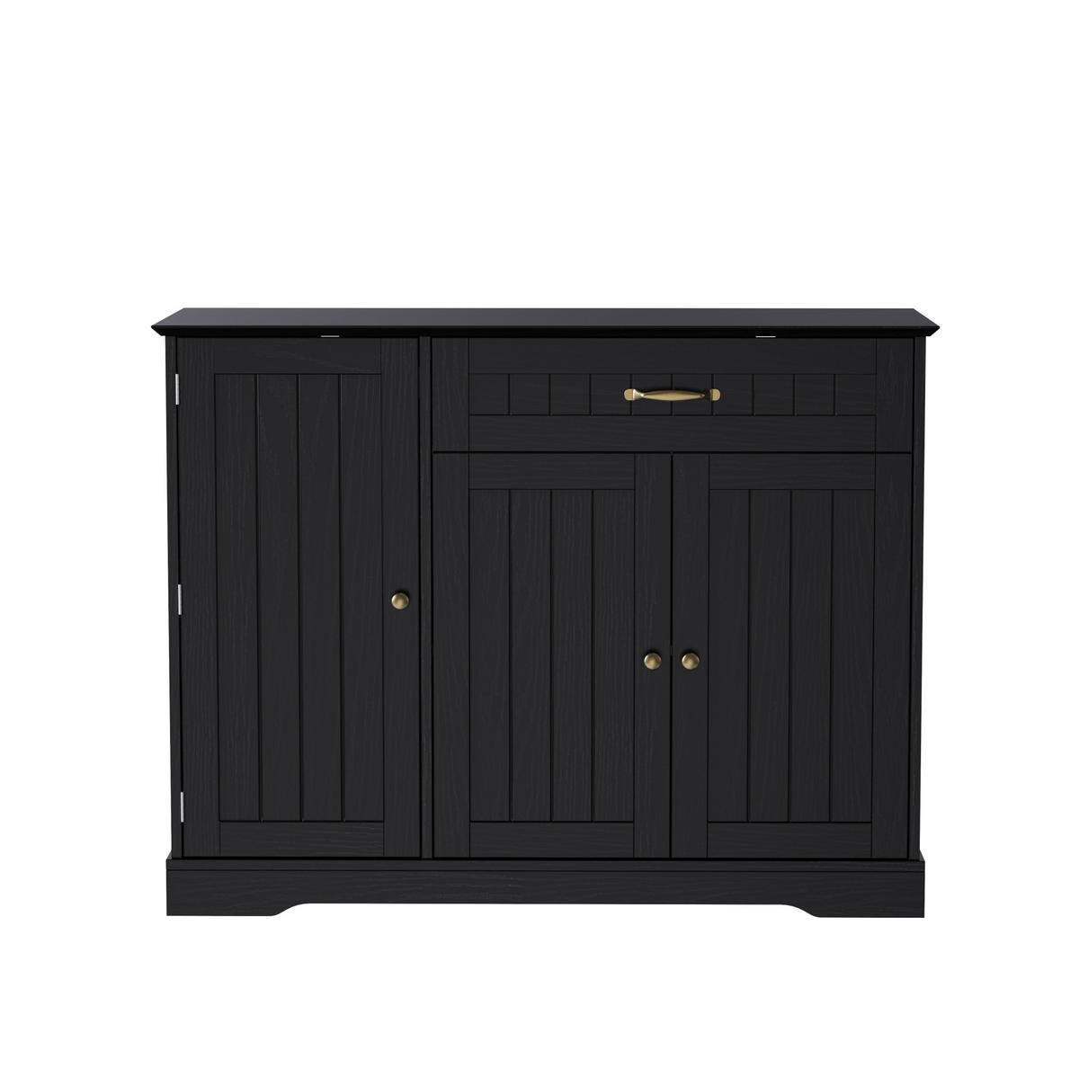 SIDEBOARD in Schwarz mit 3 Türen und 1 Schublade aus MDF,107/83.4/40 cm - Schwarz, Holzwerkstoff (107/83.4/40cm) - Flora Grace