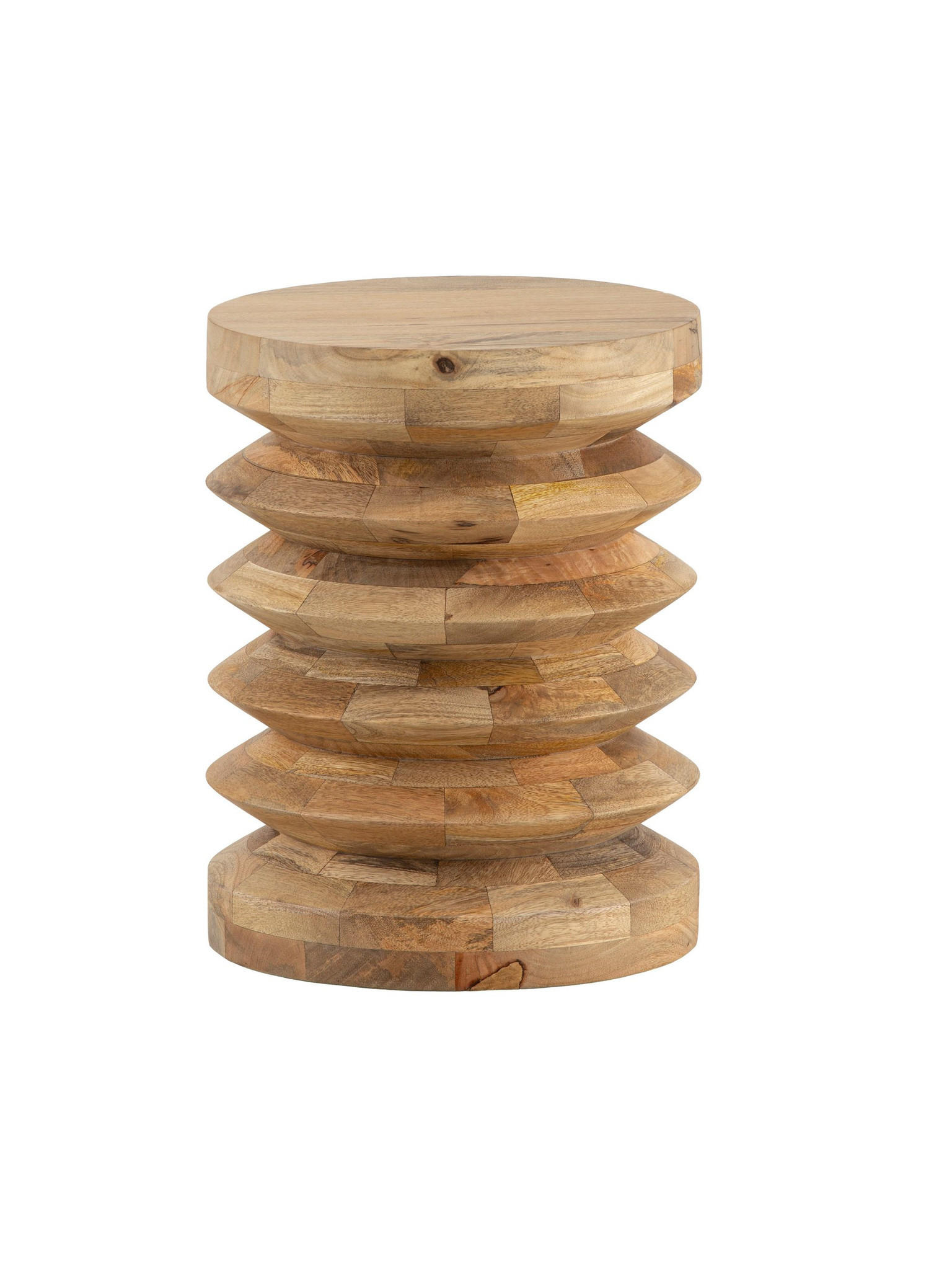 BEISTELLTISCH JELSA, Mango Massivholz, handgefertigt, Ø 35 x 45 cm - Hellbraun/Braun, Holz (35/35/45cm) - KADIMA DESIGN