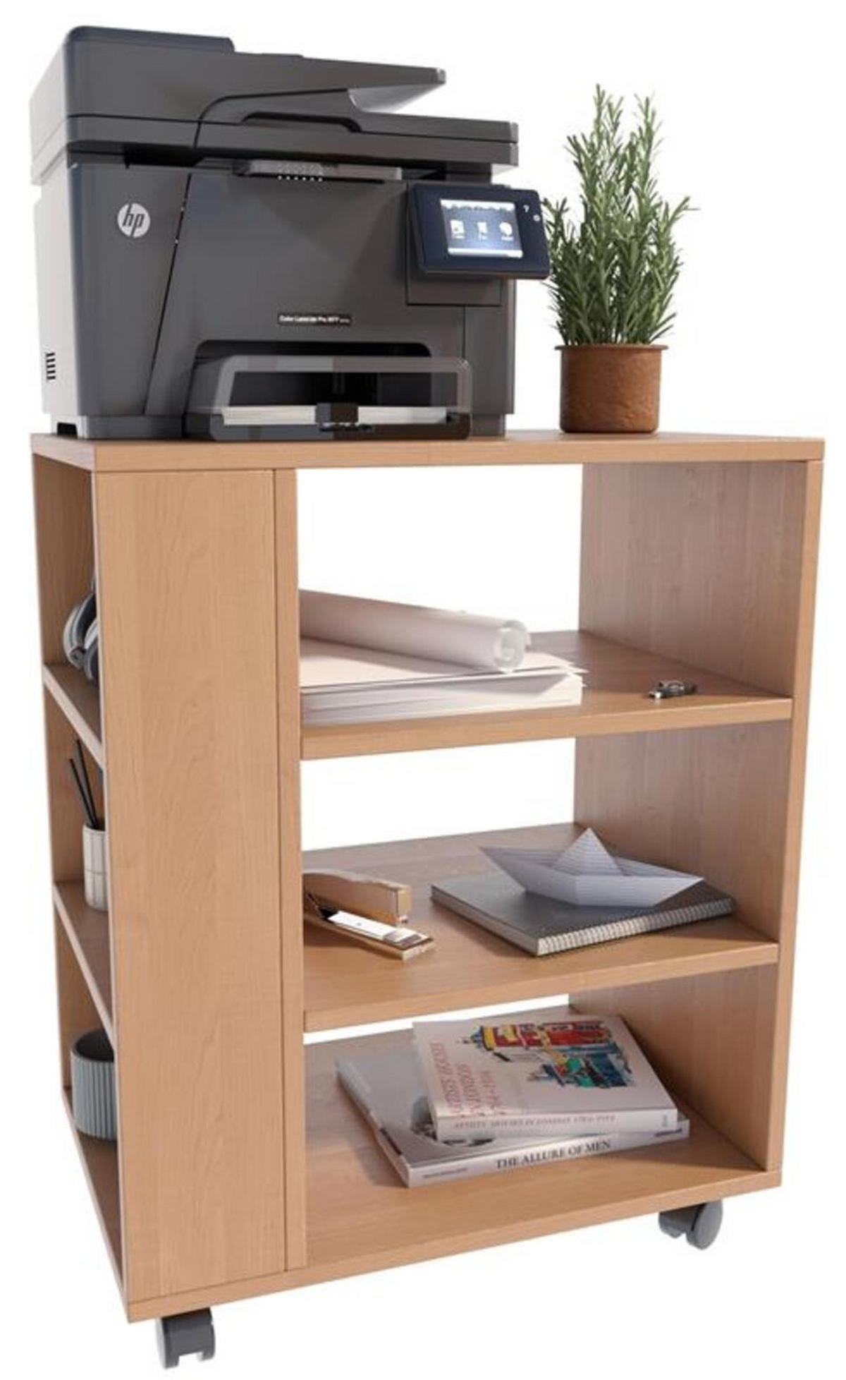 DRUCKERTISCH Erle 60/40/74 cm mit Rollen - Erlefarben, Holzwerkstoff (60/74/40cm) - Matkam Möbel