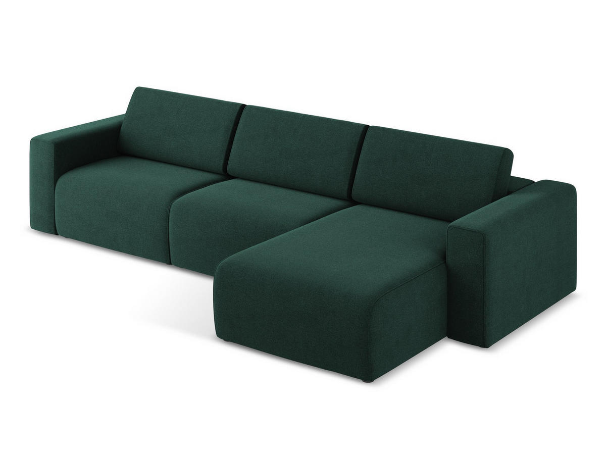 ECKSOFA Links Strukturstoff Stoff Grün - Dunkelgrün/Schwarz, Kunststoff/Textil (314/167cm) - Makamii
