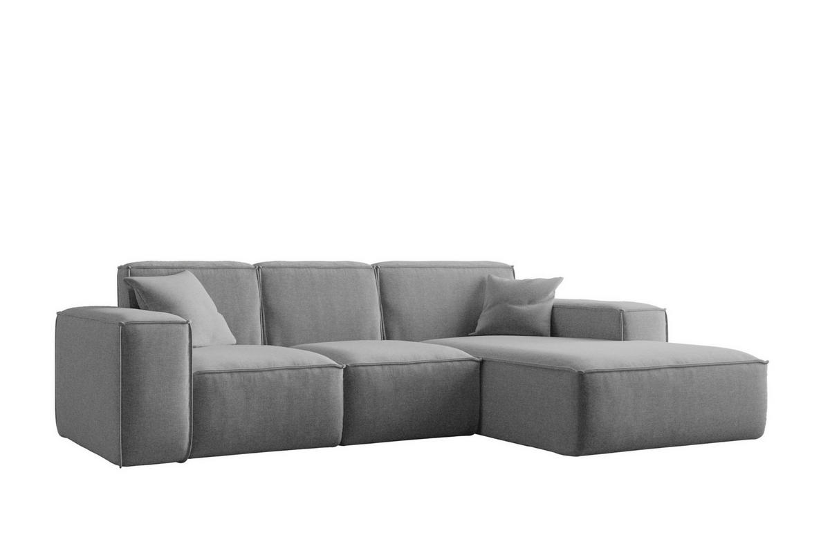 ECKSOFA L-Form Siena Stoff Maloy Grau Rechts - Grau, Holz (266/165cm) - Kaiser Möbel