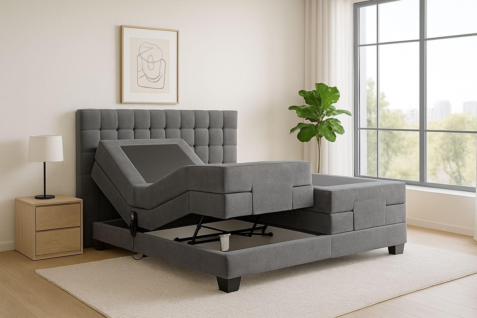 BOXSPRINGBETT Electra King 160x200 cm Grau Velvet H3 - Grau, Holz (160/200cm) - Labett