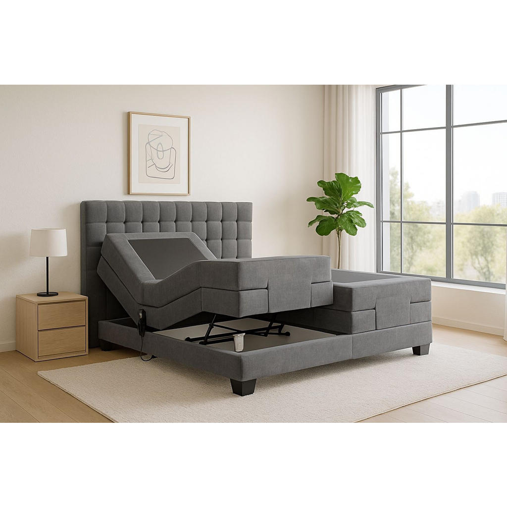 Thumbnail - Labett Boxspringbett, Grau, Holz, Kiefer, 7-Zonen, Höhe ca. 43 cm, 140x200 cm, Oeko-Tex® Standard 100, Schlafzimmer, Bet...
