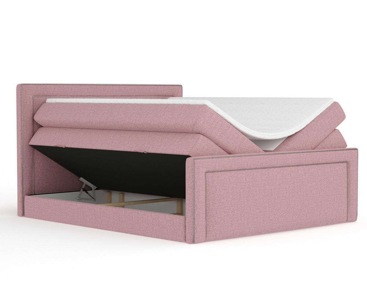 BOXSPRINGBETT Luxora Rosa 140/200 cm - Schwarz/Rosa, Holz/Holzwerkstoff (140/200cm) - Maison de Reve