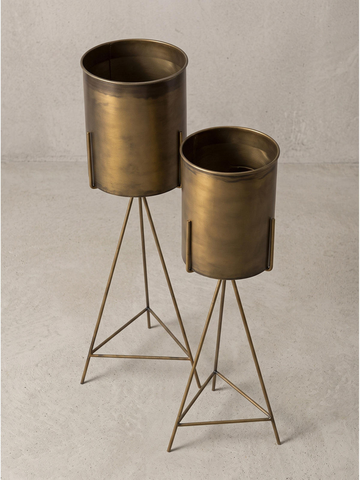 PFLANZENSTÄNDER 2er-Set PONZA, Eisen, Gold, Ø 32 x 89 cm - Goldfarben, Metall (32/89/32cm) - KADIMA DESIGN