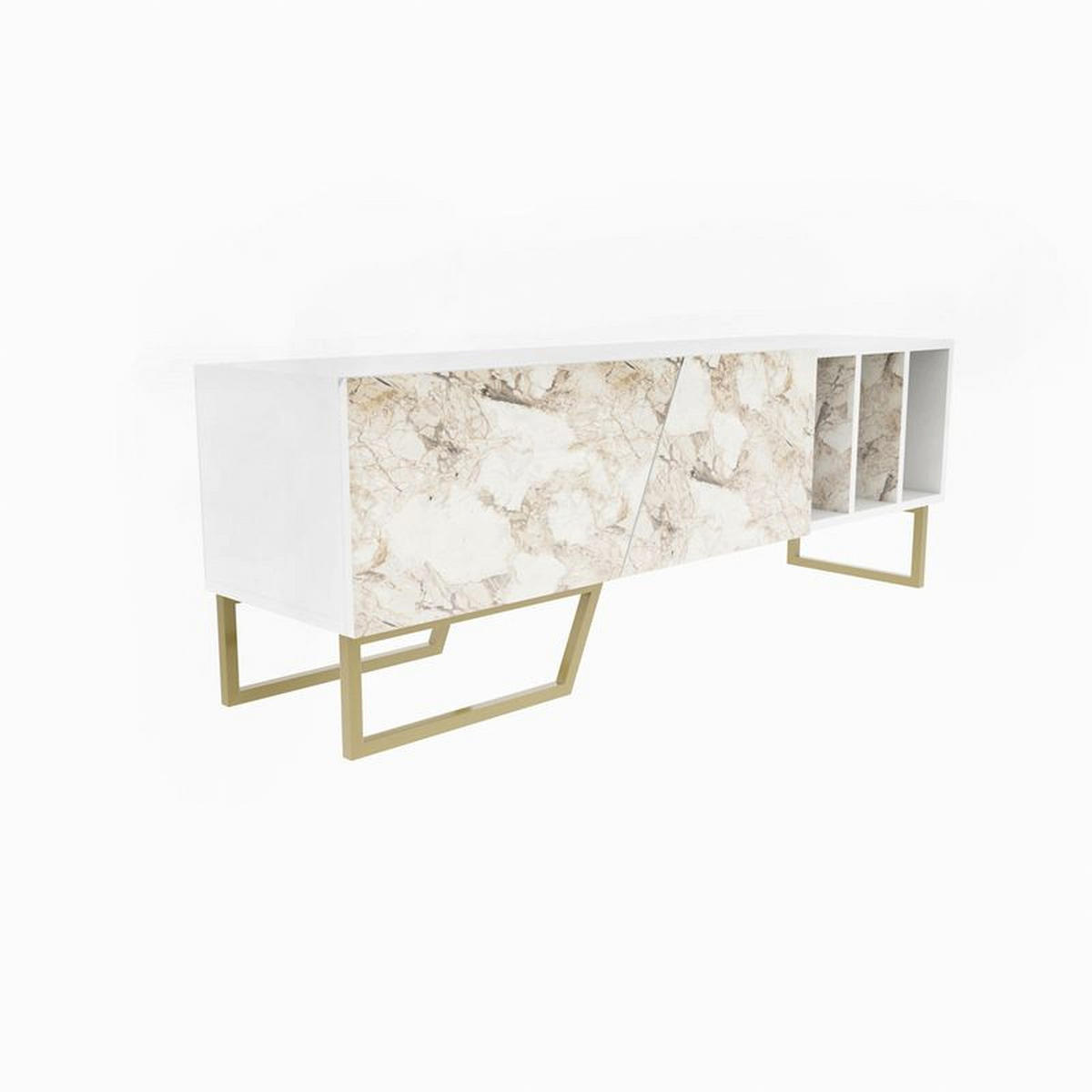 TV-ELEMENT Linossa Weiß Gold - Goldfarben/Weiß, Holzwerkstoff (150/50.5/35cm) - Decorotika