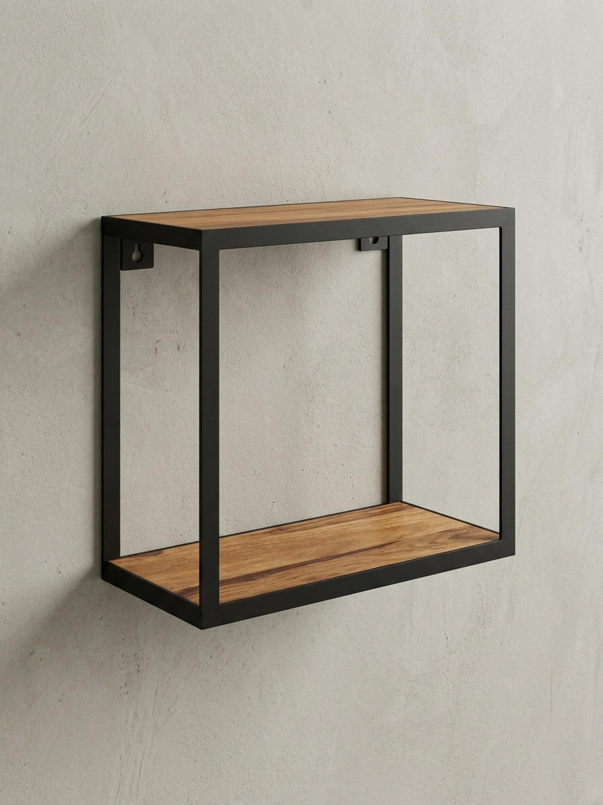 WANDREGAL Holz Metall Modern Stil 35x35x18 cm - Schwarz, Holz/Metall (35/35/18cm) - KADIMA DESIGN