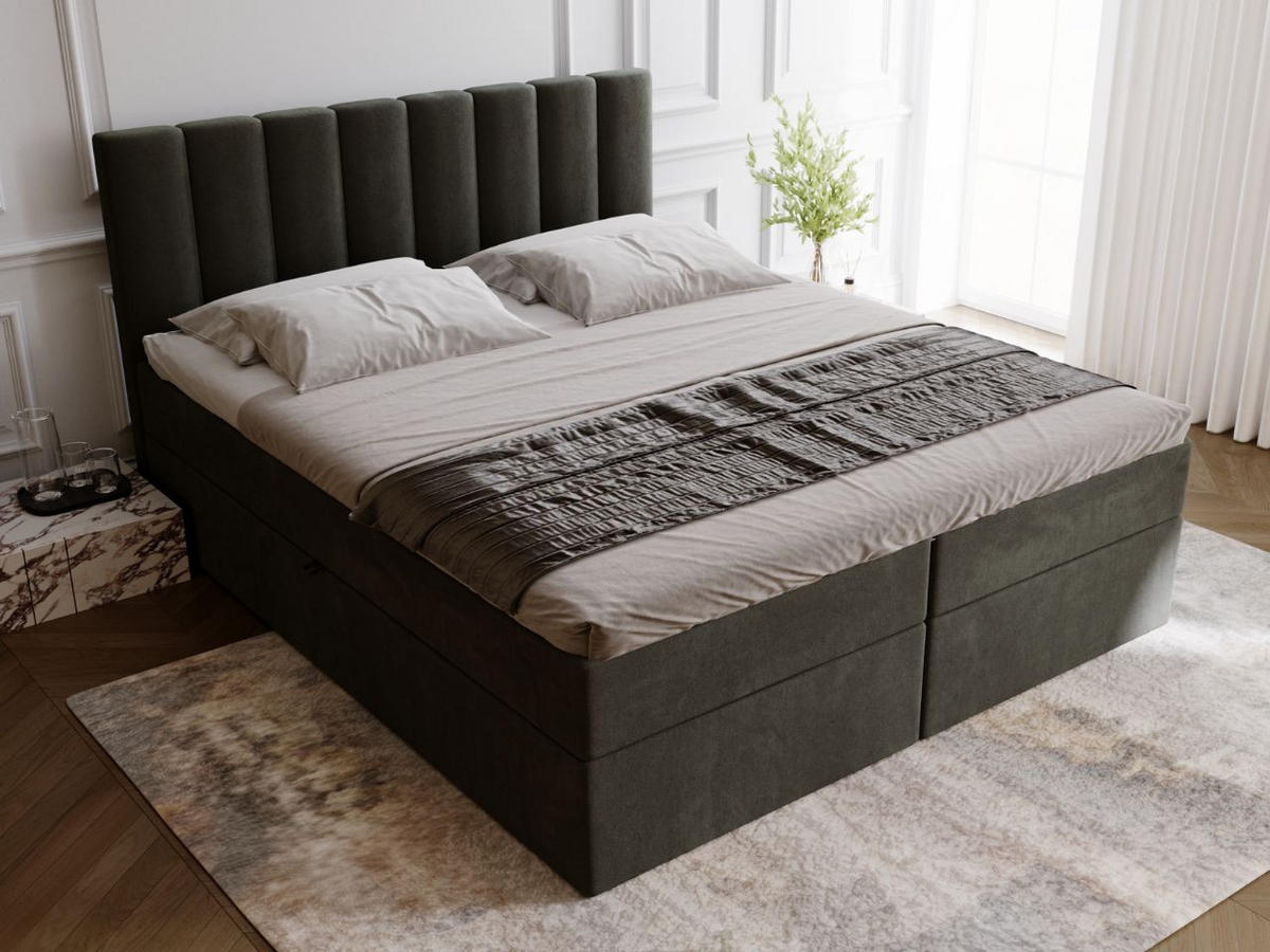 BOXBETT Mocca 200x200 Dunkelgrau - Dunkelgrau, Holz/Textil (200/200cm) - Graingold