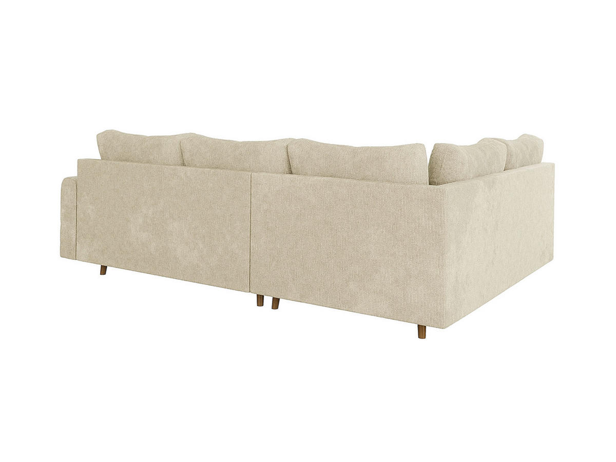 ECKSOFA Sigurd Beige Chenille - Ottomane links - Beige/Braun, Holz/Textil (231/161cm) - S-Style Möbel