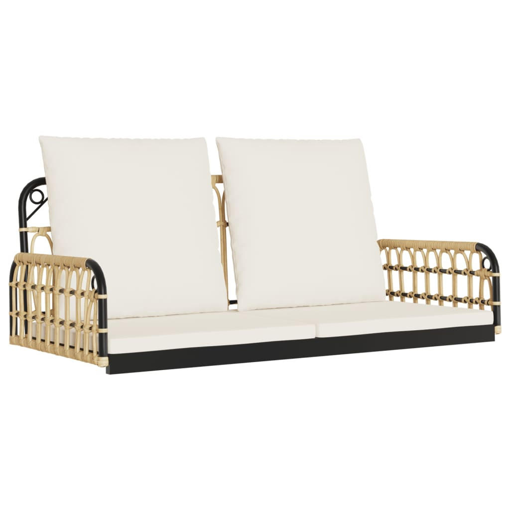 HÄNGEBANK mit Kissen 105x58x38 cm Poly Rattan und - Braun, Kunststoff (105/38/58cm) - furnicato