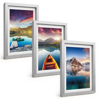BILDER SET 3er Set - 20x30 cm Silberner Rahmen - Seen, Berge, Boote, Frieden - Silberfarben, Kunststoff (20/30cm) - TULUP