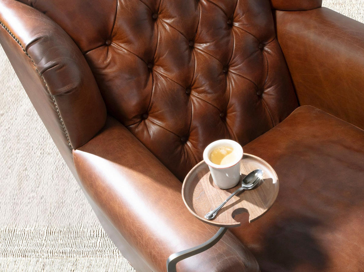 CHESTERFIELD-SESSEL Cognacbraun Mahagoni 93/99/90 cm - Braun, Leder/Holz (93/90/99cm) - ANGEL CERDA