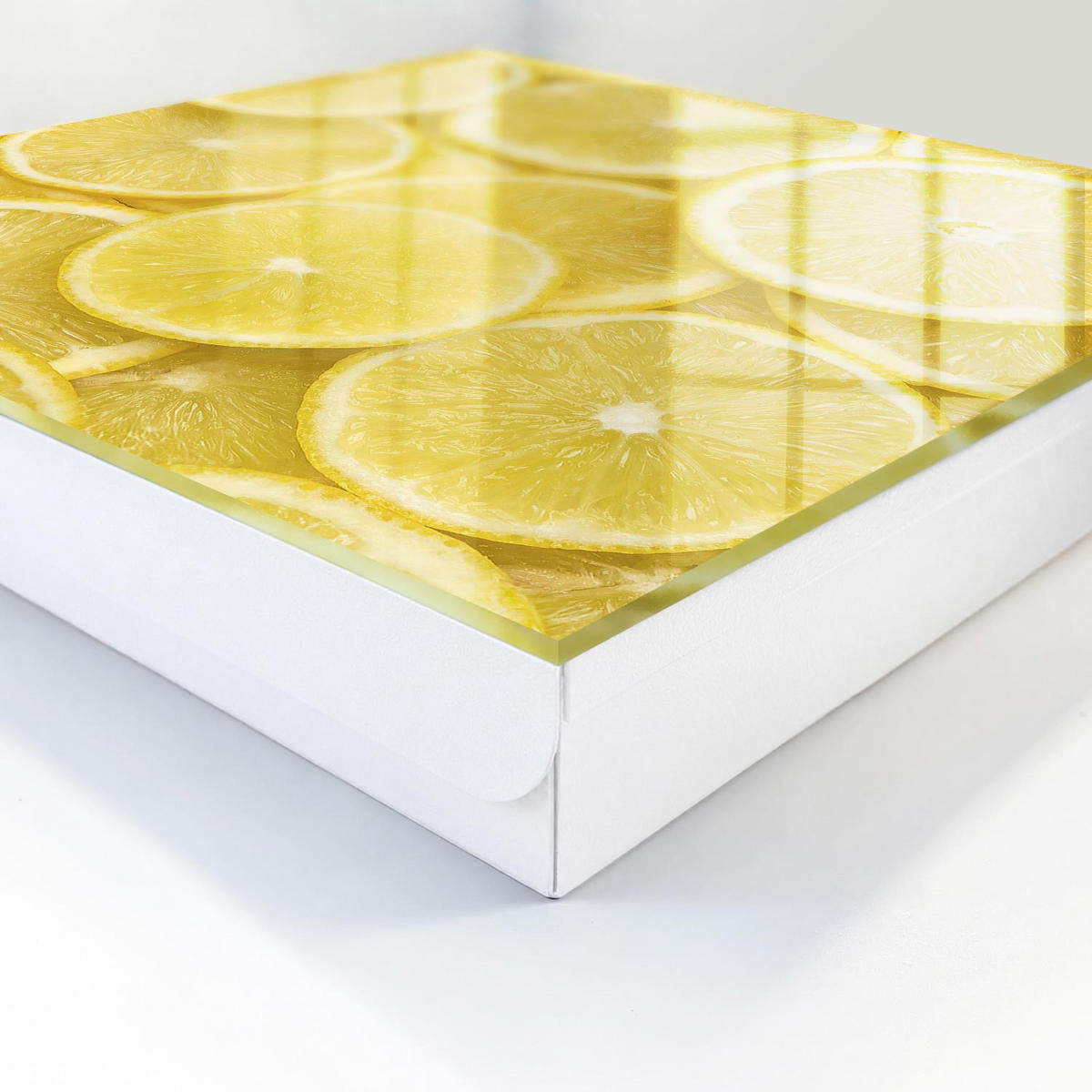 SCHLÜSSELBOX Weiß 30x30 cm – Türöffnung nach rechts - Zitronenscheiben - Gelb, Metall (30/30/5cm) - TULUP