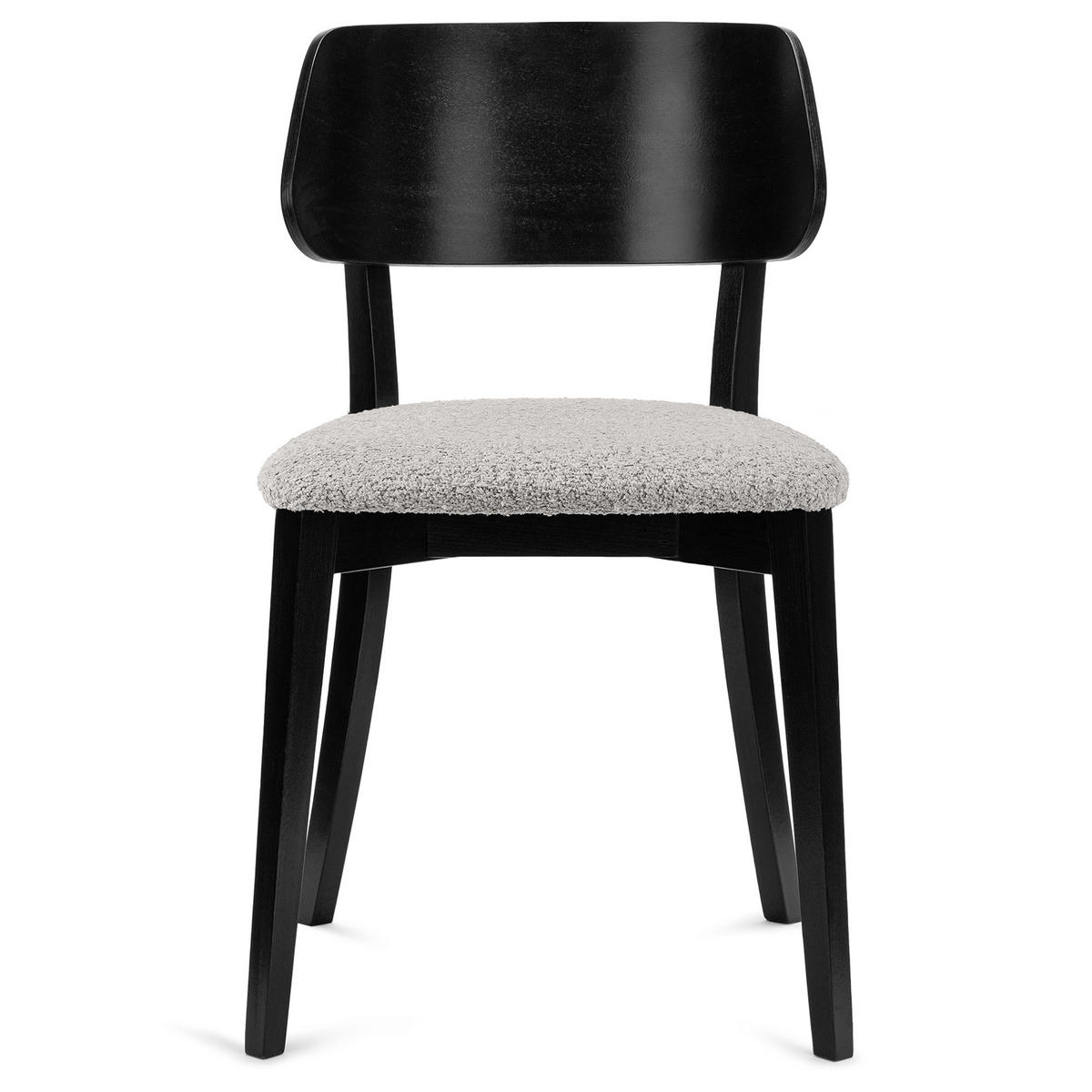 HOLZSTUHL VINIS Esszimmerstuhl, 2-er Set, Bouclé - Schwarz/Grau, Holz/Textil (47/80.5/45cm) - KONSIMO®