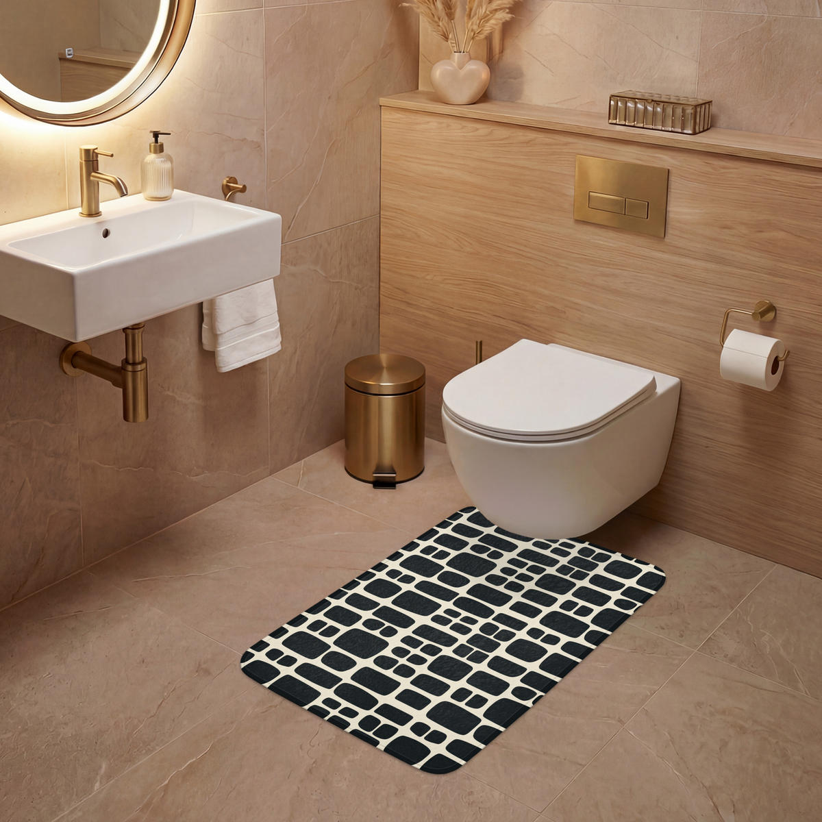 WC PŘEDLOŽKA Moderní - organické - černé 50x80 cm - antracitová, textil/plast (50/1cm) - OnlyWow