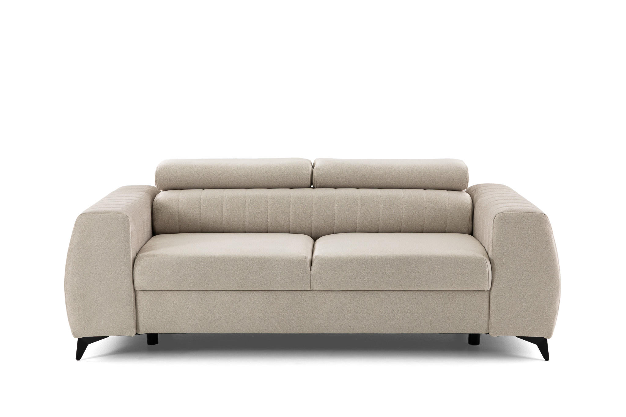 2-SITZER-SOFA PIERO 206 cm Velours Creme - Creme/Schwarz, Holz/Textil (206/95/100cm) - Muffo