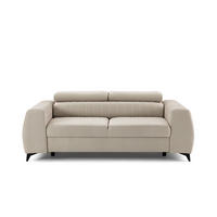 2-SITZER-SOFA PIERO 206 cm Velours Creme - Creme/Schwarz, Holz/Textil (206/95/100cm) - Muffo