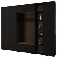 GARDEROBEN-SET 236,7/290/47 - Schwarz/Braun, Holz/Kunststoff (290/236.7/47cm) - Abiks Möbel
