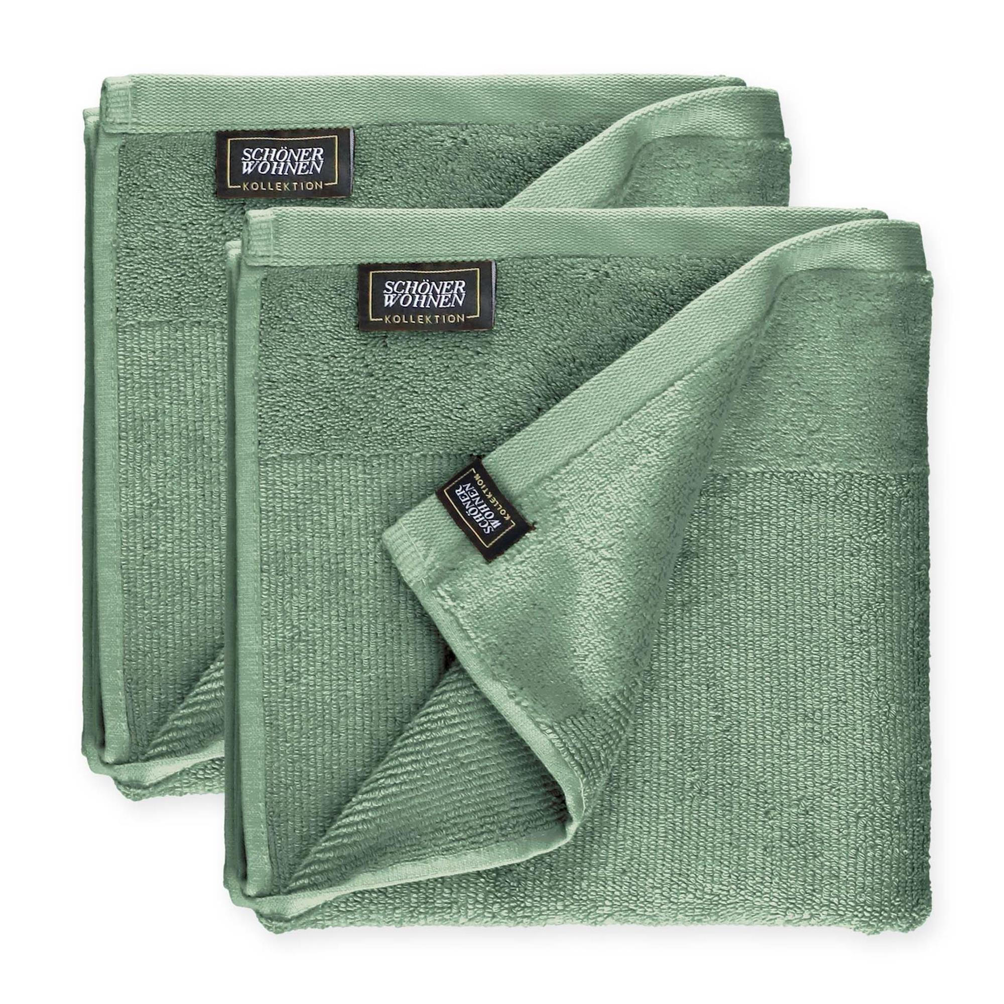 HANDTUCH AUS 100 % BAUMWOLLE SENSE 2ER SET - Grün, Textil (50/100cm) - Schöner Wohnen