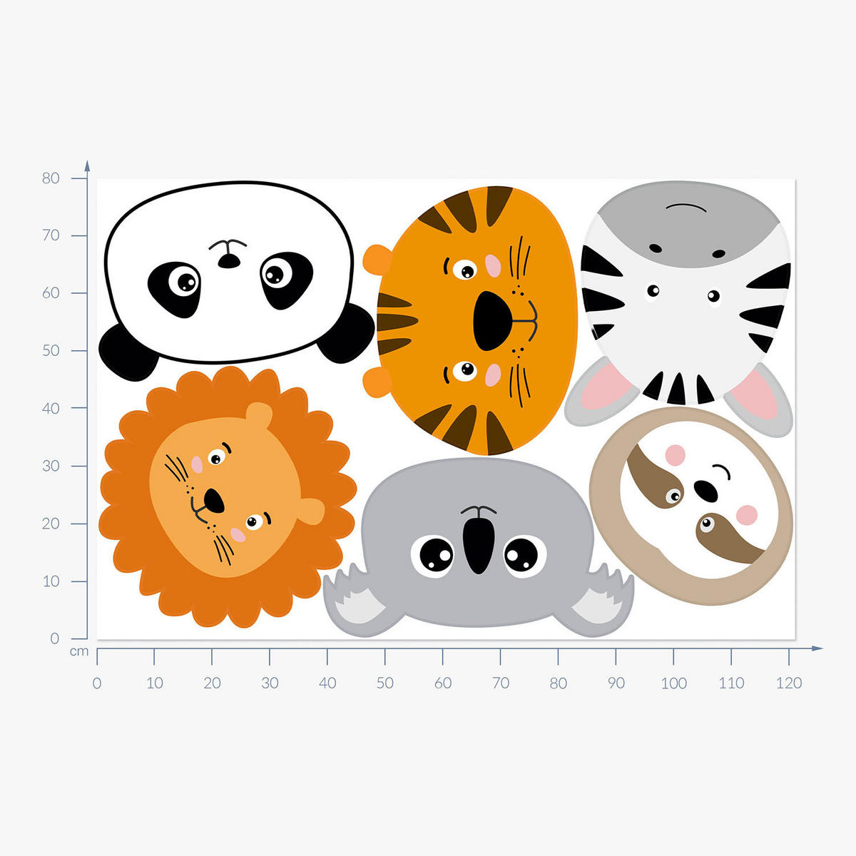 WANDAUFKLEBER 80x121cm - Wildtiersafari - Multicolor, Kunststoff (80/121/0.1cm) - Wallfluent