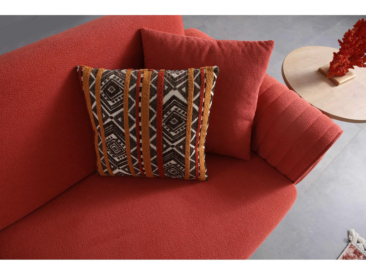 SOFA Charm 2-Sitzer Bouclé Rot - Rot, Holz/Textil (185/84/90cm)