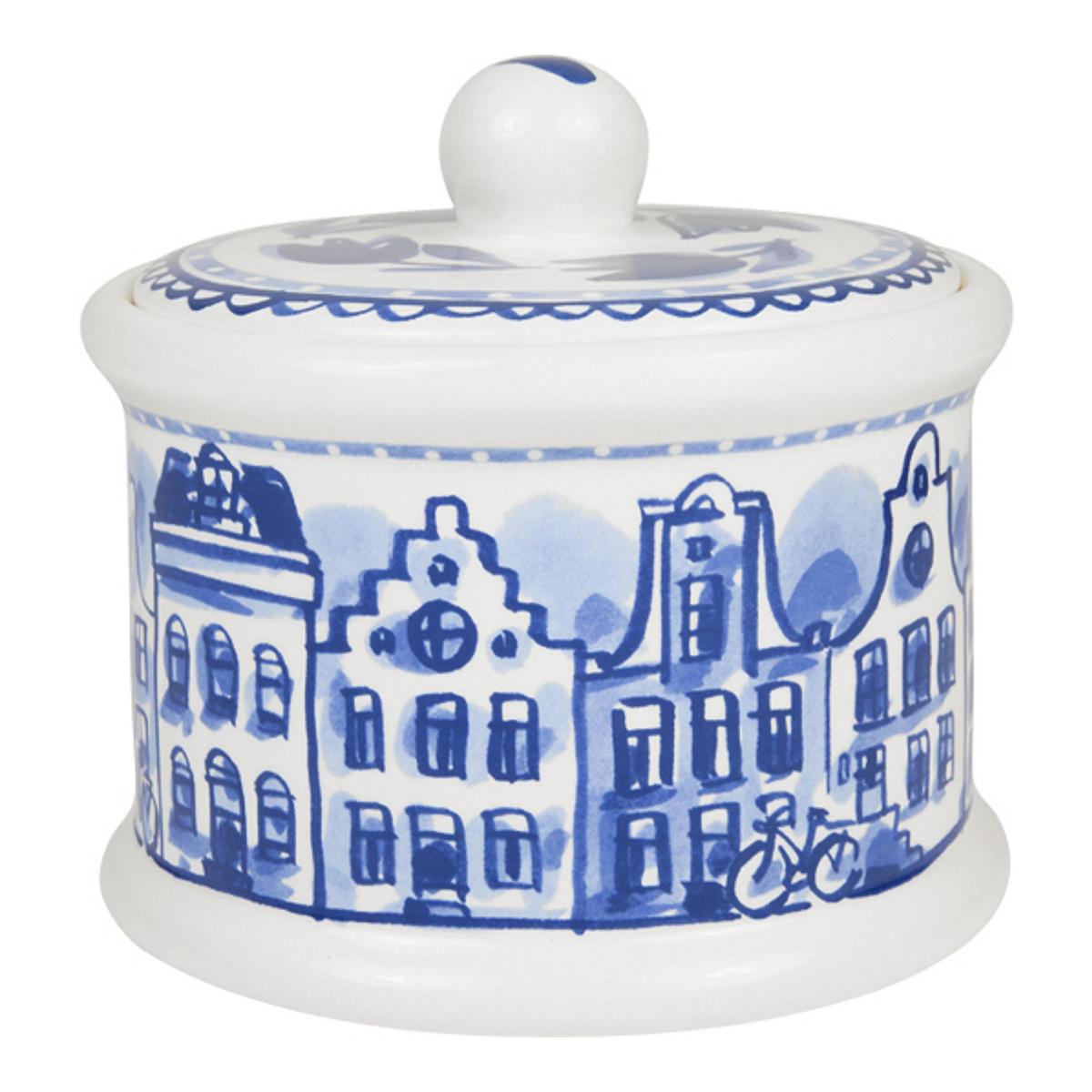 VORRATSDOSE Kanalhäuser in Blau - 12,5cm - Multicolor, Keramik (14/13/14.3cm) - Blond Amsterdam