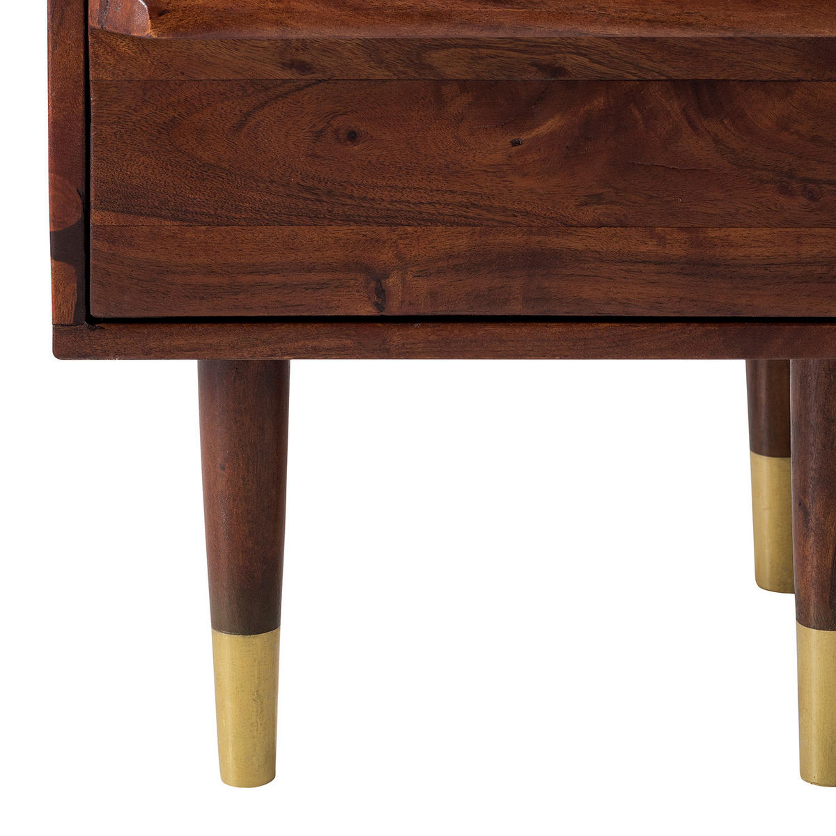 NACHTKOMMODE - Akazie massiv / Metall - Akaziefarben, Holz (40/50/40cm) - home24