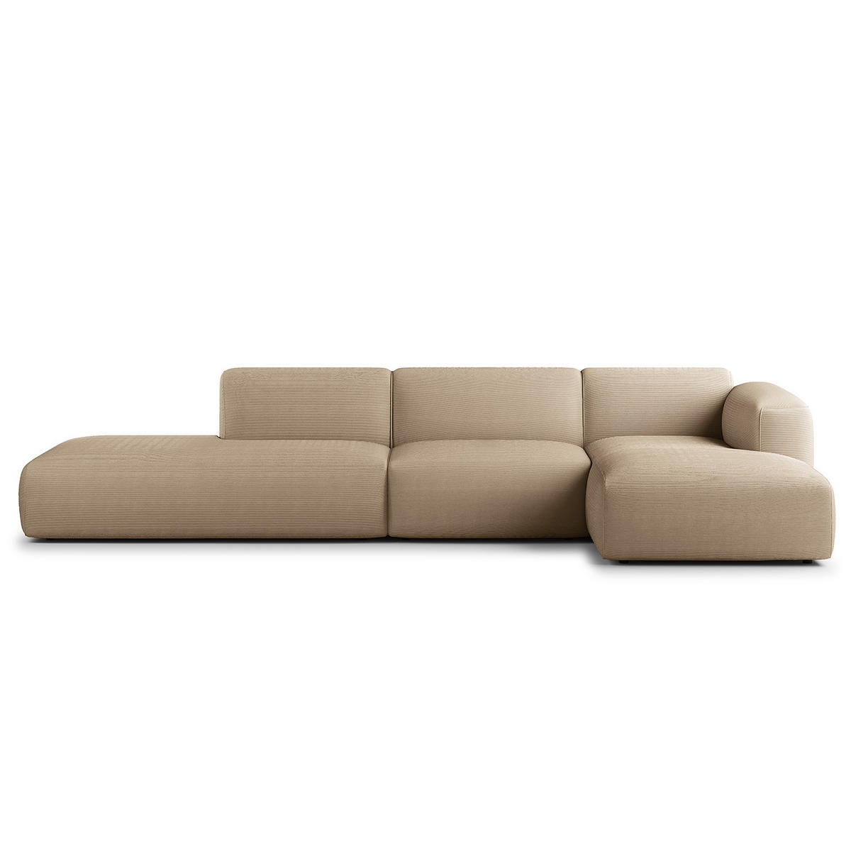 ECKSOFA mit Chaiselongue - Taupe/Schwarz, Kunststoff/Textil (290/173cm) - home24