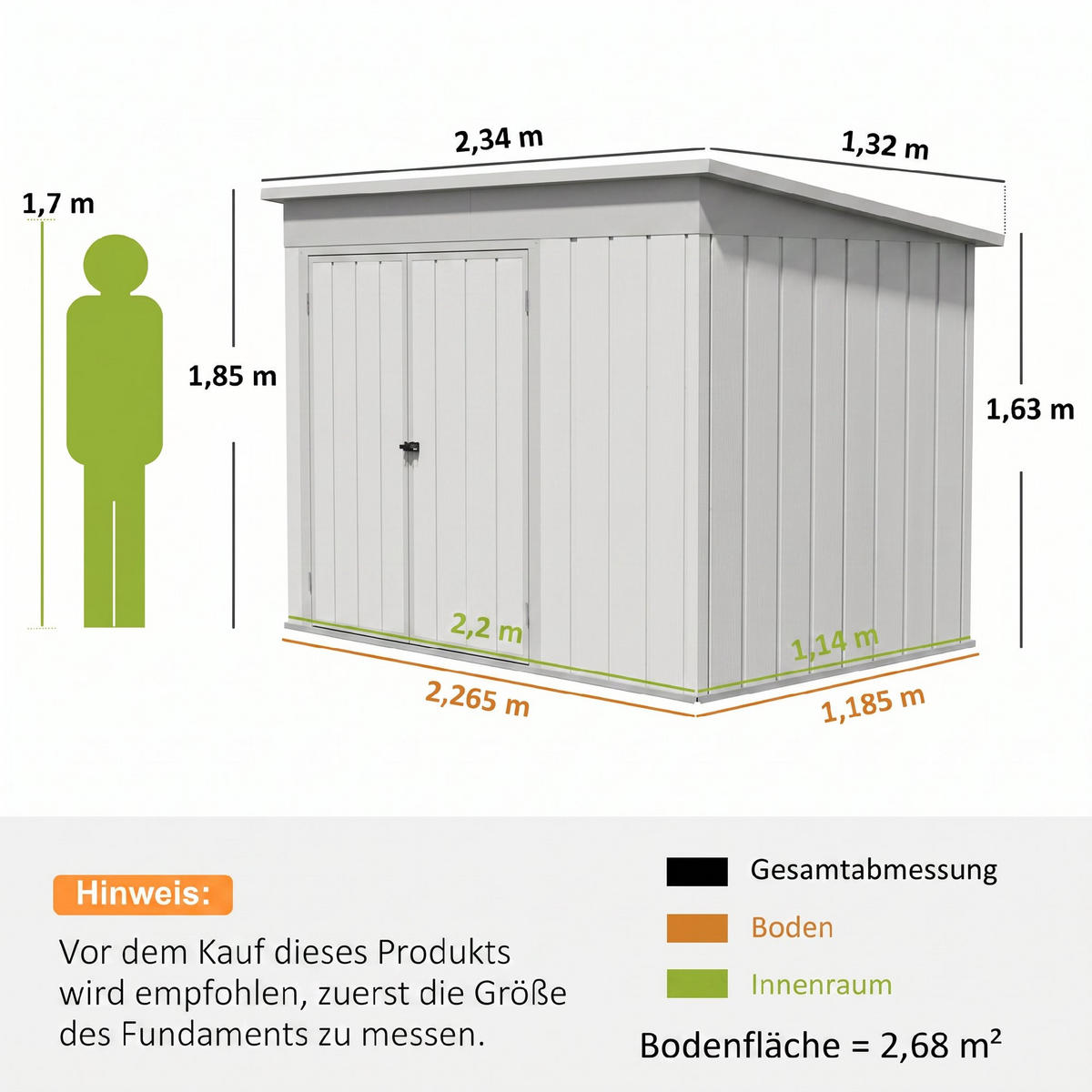 GERÄTEHAUS Verzinkter Stahl Hellgrau - Hellgrau, Metall (132/185/234cm) - Outsunny