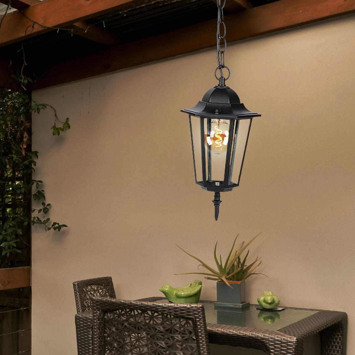 AUSSENLEUCHTE Hängeleuchte Schwarz Glas - Schwarz, Glas (17/17/84cm)