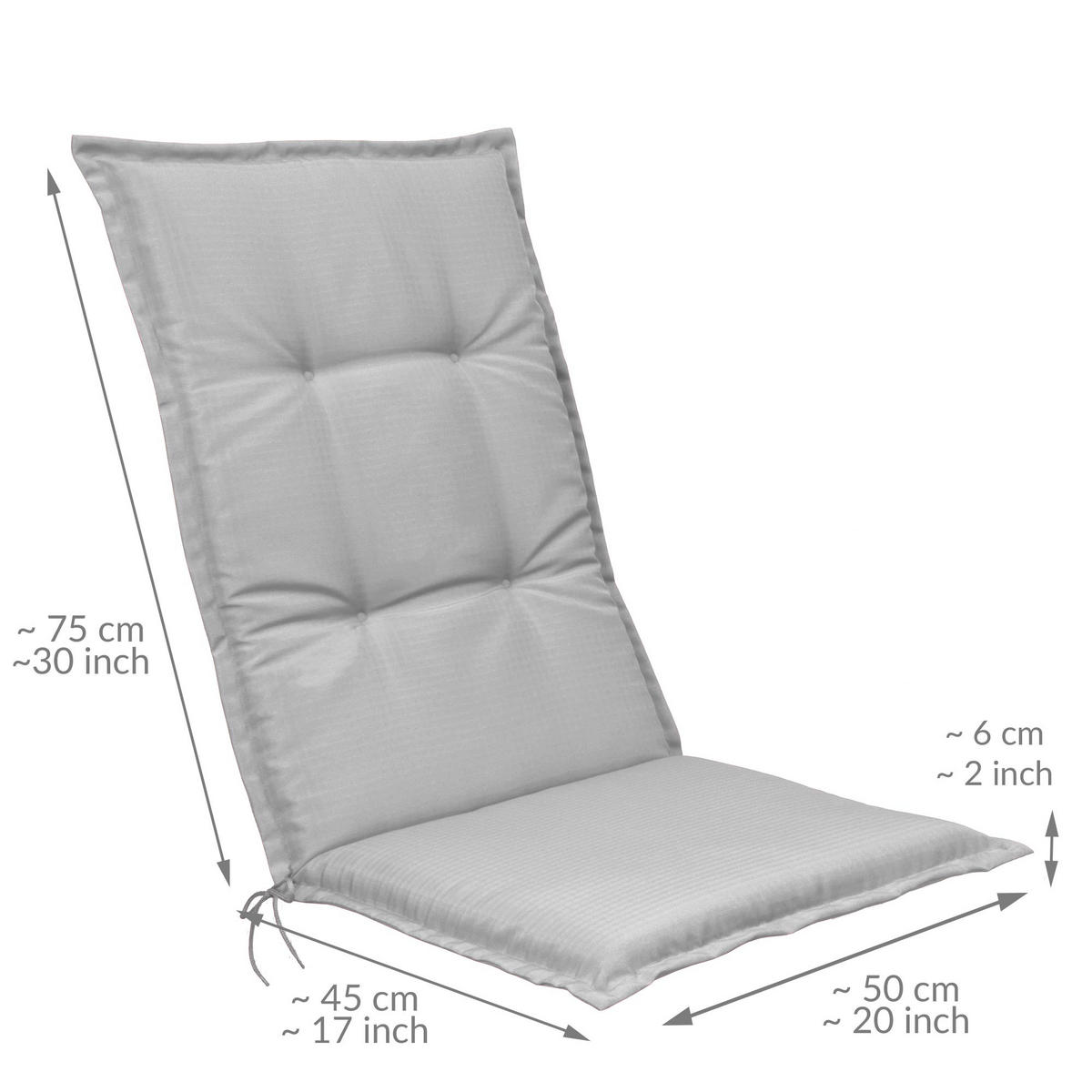 HOCHLEHNERAUFLAGE Base HL 120/50/6cm Hellgrau 4tlg - Hellgrau, Textil (50/6/120cm) - Beautissu 