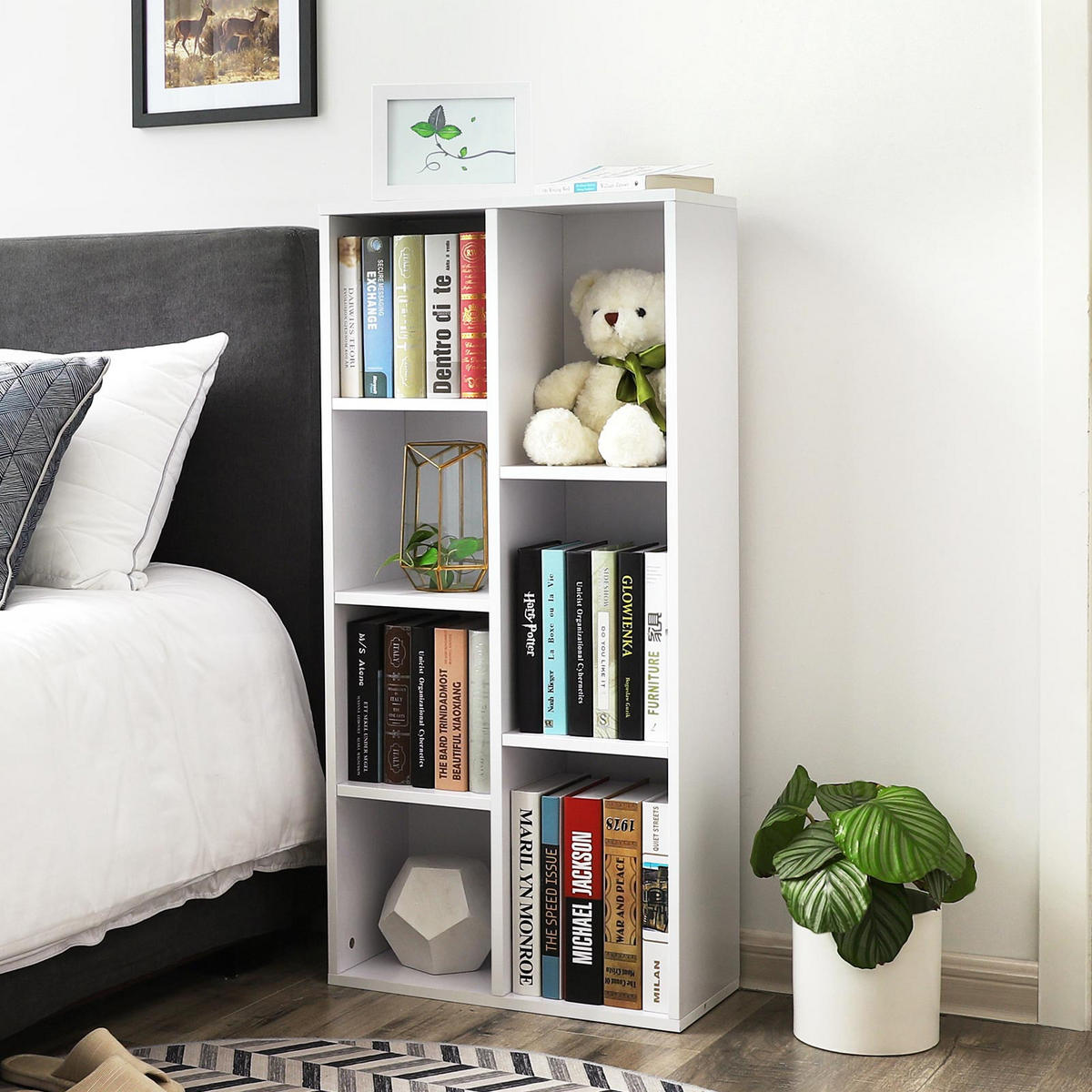 BÜCHERREGAL WÜRFELREGAL - Weiß, Holzwerkstoff (24/106/50cm) - Hansiro