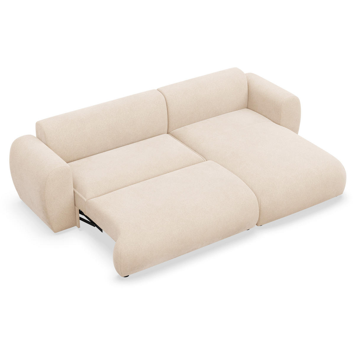 ECKSOFA Emia Hellbeige rechts - Ecru/Schwarz, Kunststoff/Textil (156/262cm) - Selsey
