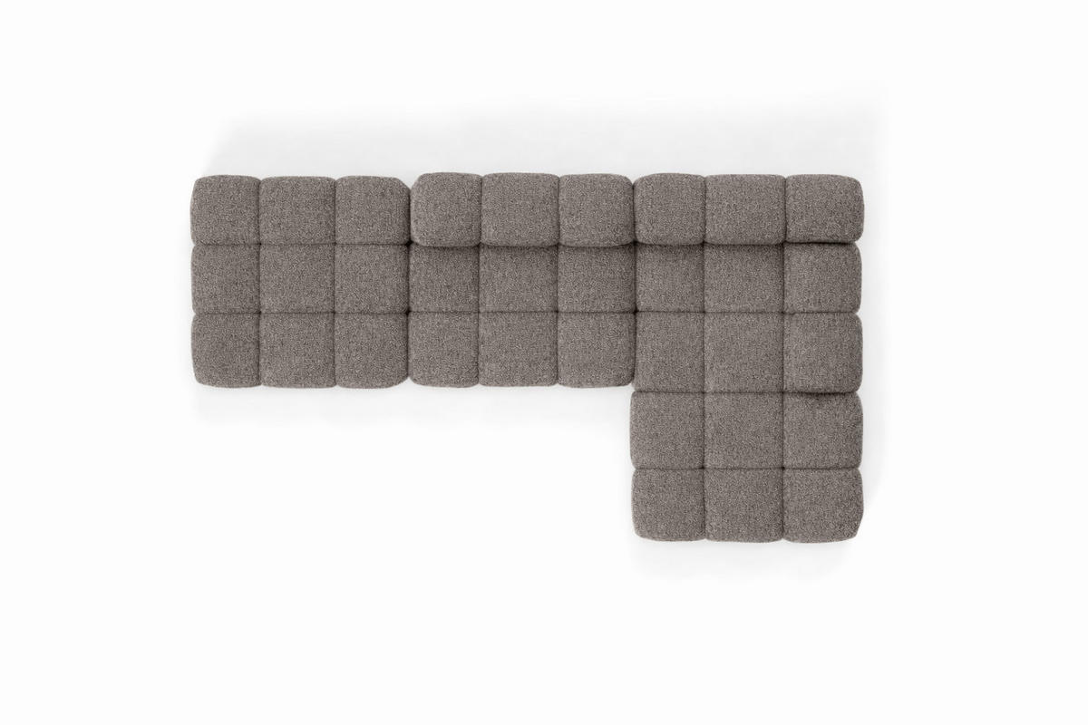 ECKSOFA L-Form Modular Mit Hocker, Bouclé-Stoff Abriamo, Braun, Rechts, Selia - Braun, Holz (285/160cm) - Kaiser Möbel
