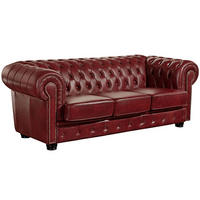 SOFA 3-Sitzer Kath Bezug Wischleder Buche nussbaum dunkel / rot - Rot, Leder (200/74/98cm) - 58aufmkessel