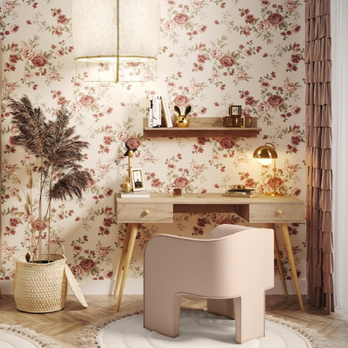 SCHREIBTISCH Golden Craft Eiche Skandinavischer Stil Mit Schubladen - Beige, Holzwerkstoff (135/135/79cm) - Sepro Meble