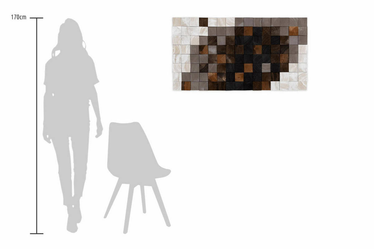 HOLZBILD Grau 98/55 cm - Weiß/Grau, Holz (6.5/55cm) - KUNSTLOFT
