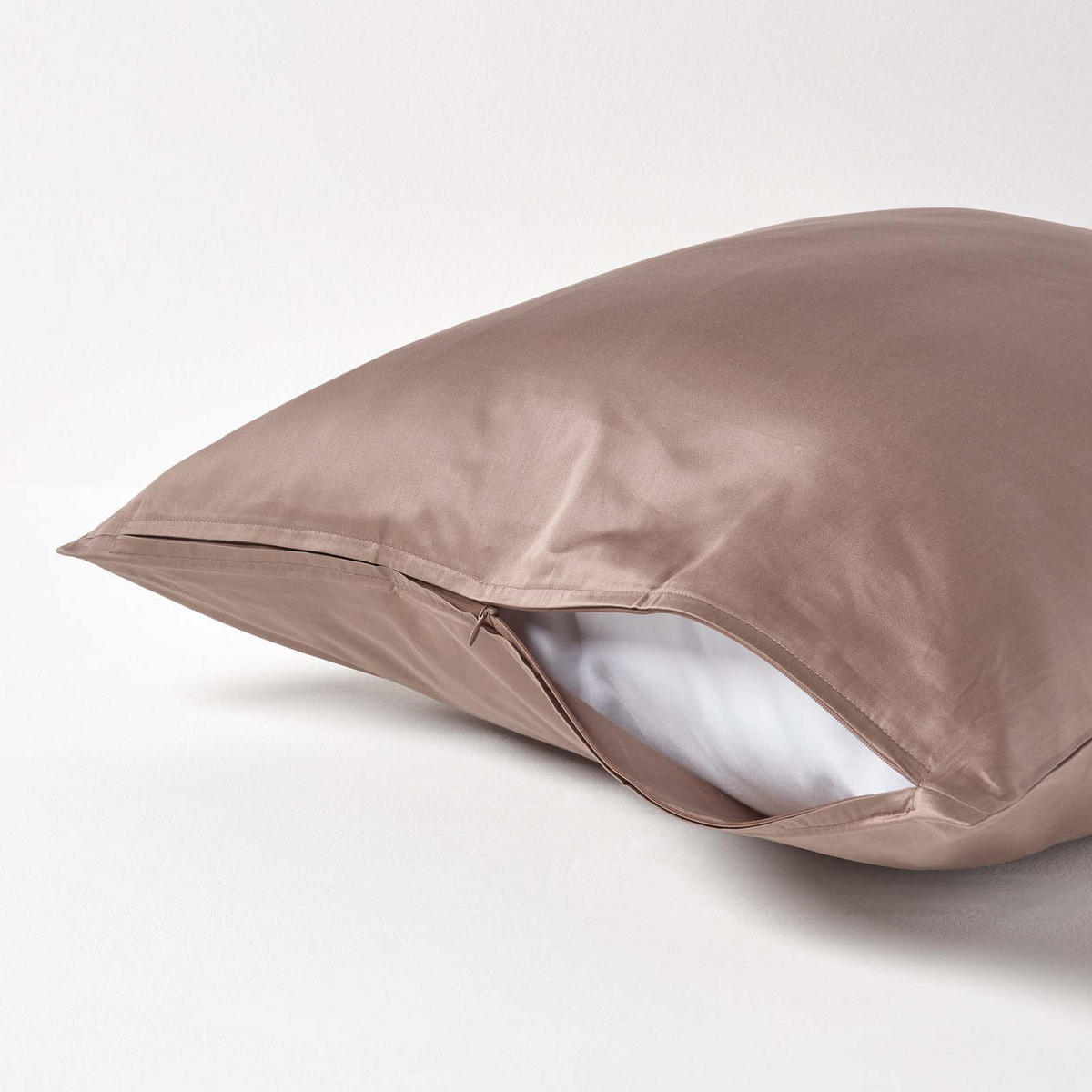 BIO-KISSENBEZUG Satin, Fadendichte 400 - Braun, Textil (60/60cm) - Homescapes