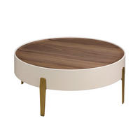 COUCHTISCH rund Beige Gold Walnuss 92/92/35 cm - Beige, Holzwerkstoff/Metall (92/92/35cm) - ANGEL CERDA