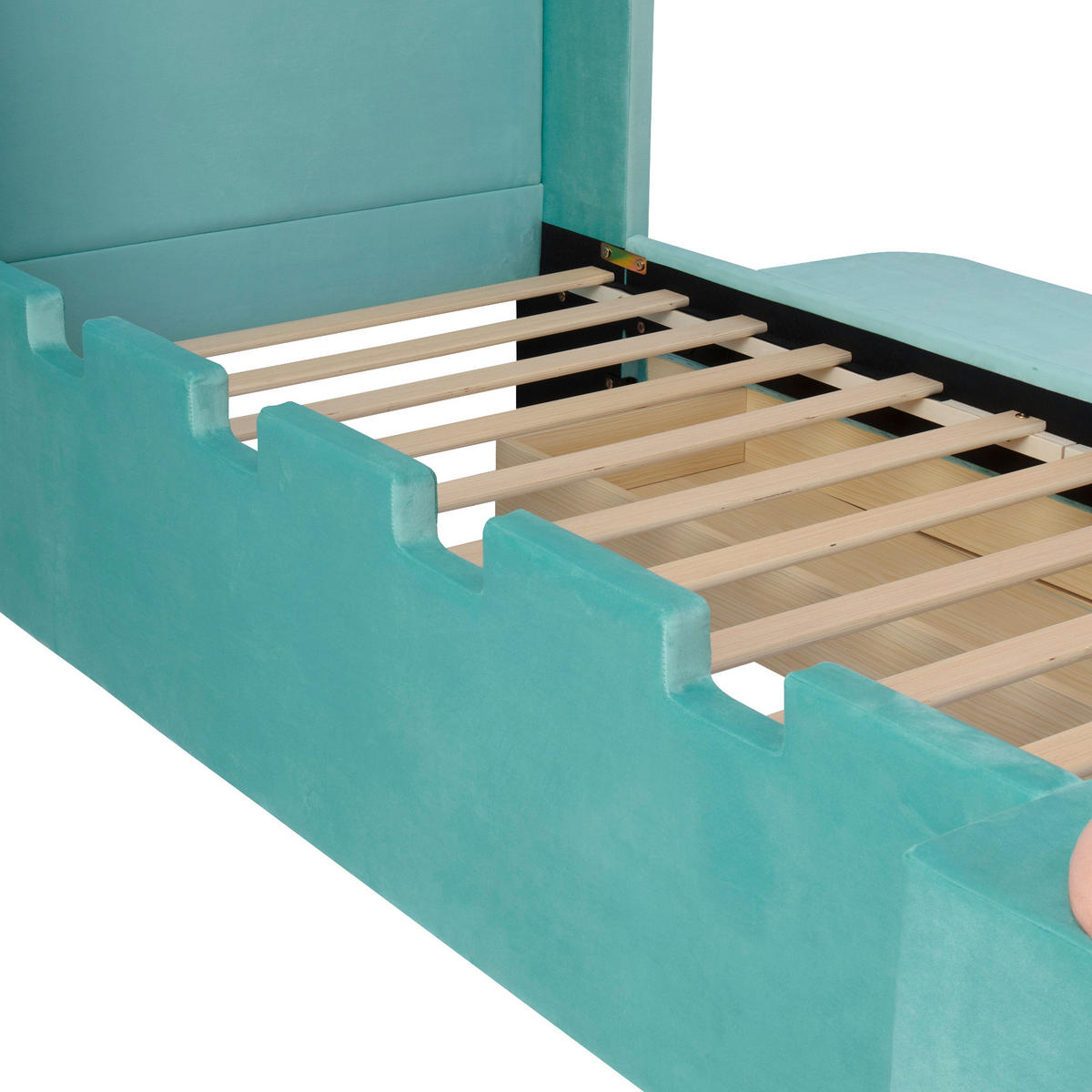 BETT mit Schublade und Ablage 90x200 cm Blaugrün - Blau, Holz (90/200cm) - Meubliv