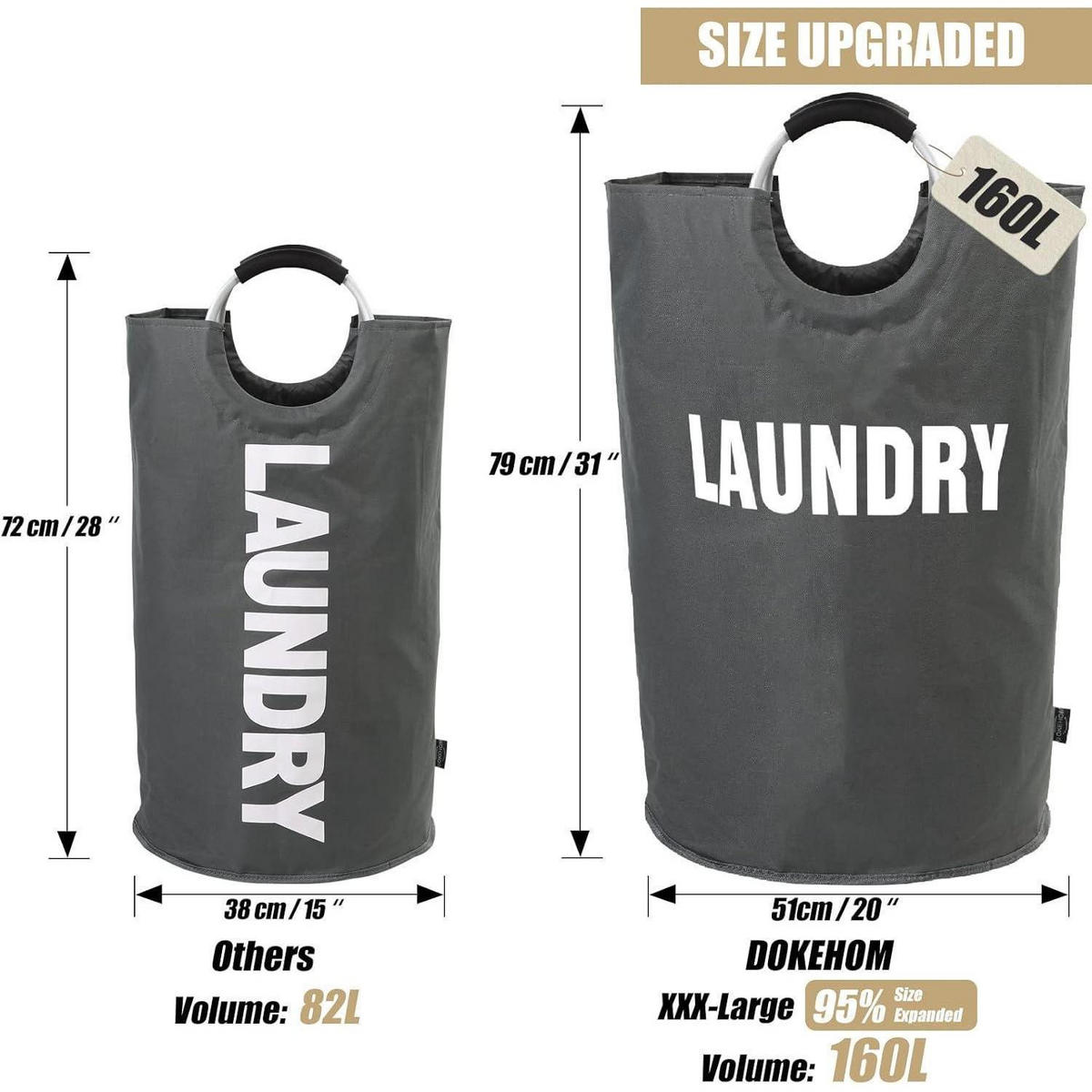 WÄSCHEKORB faltbar 160L Dunkelgrau - Anthrazit, Textil (50.8/78.7/51cm)