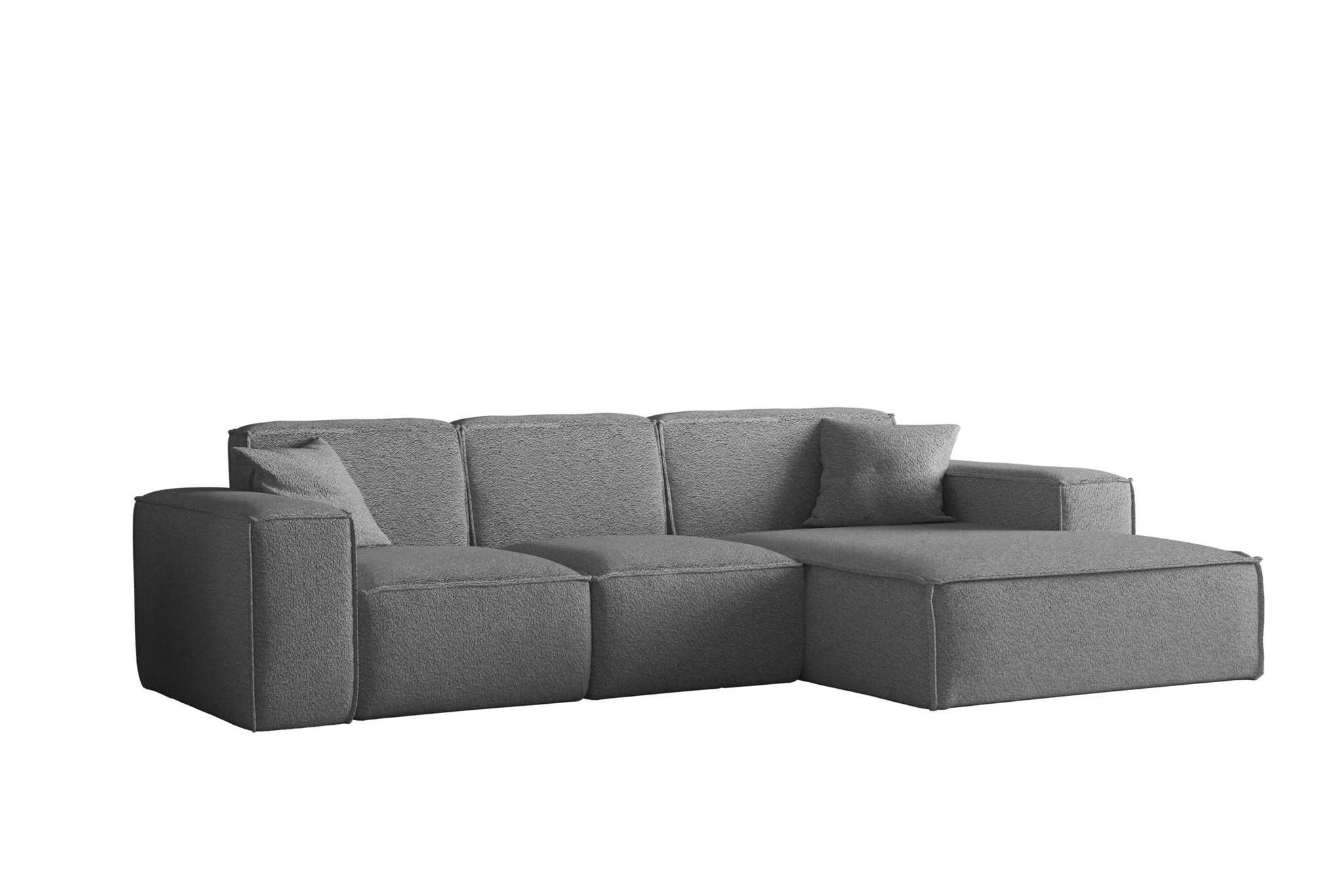 ECKSOFA Ottom Celes Premium Ascot Bukla - Graphitfarben, Holzwerkstoff/Textil (266/165cm) - Fun Möbel