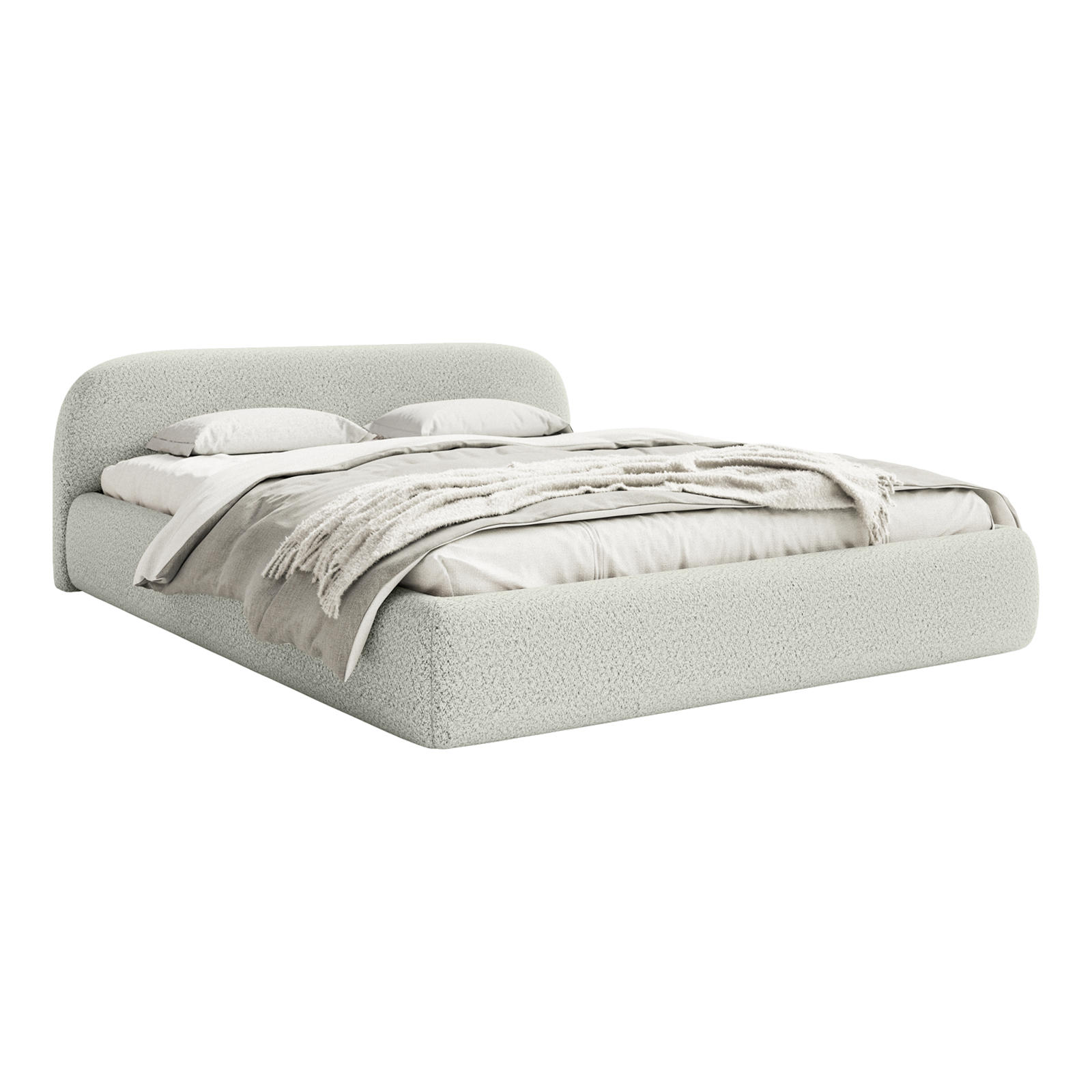 POLSTERBETT NUBOA 180x200 cm, Hellgrau - Hellgrau, Textil (200/180cm) - Fedve