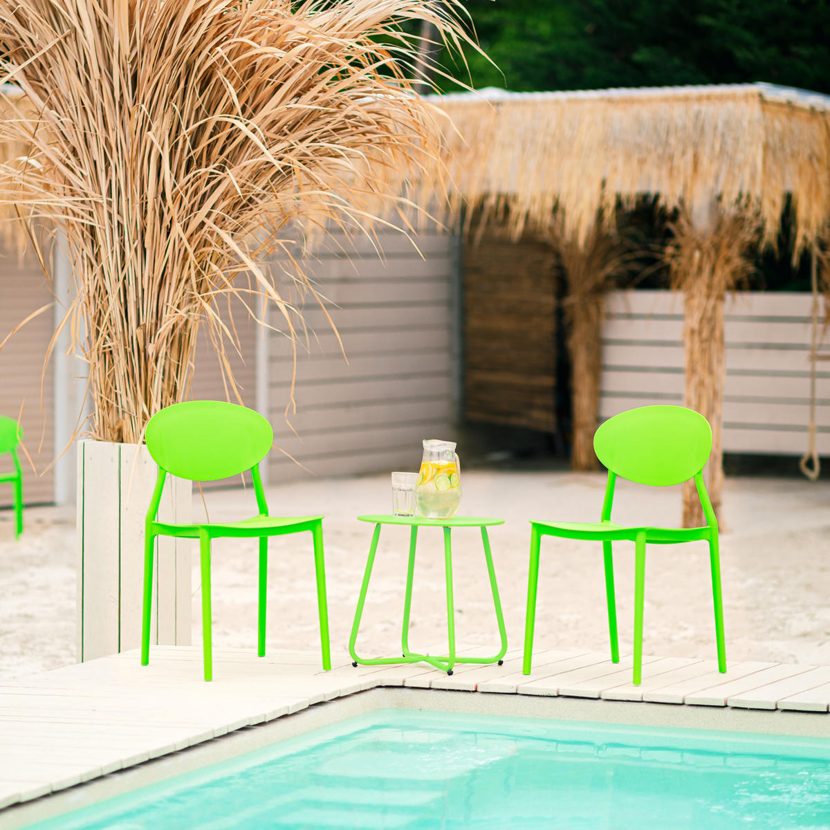 GARTENSTUHL 4er-Set Kunststoff Grün - Grün, Kunststoff (41/80/51cm) - Homestyle4u