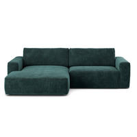 ECKSOFA mit Cord-Stoff - Schwarz/Grün, Holz/Kunststoff (288/175cm) - Cotta